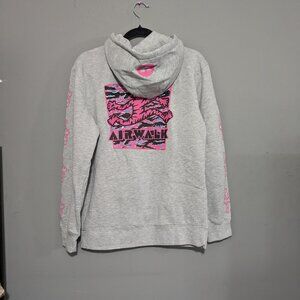 Airwalk Graphic Print Pull Over Hoodie Gray Pink